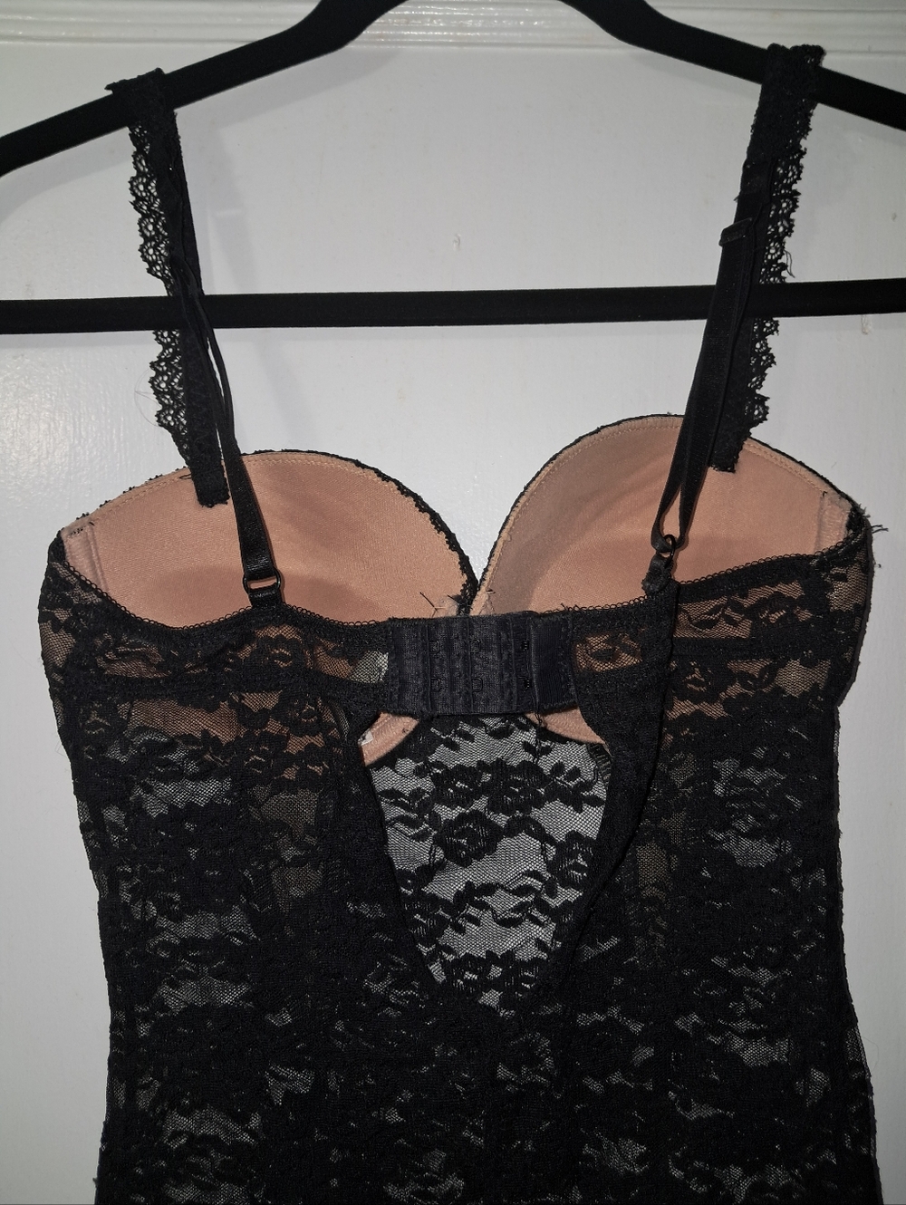 Adore Me Black Lace Floral Chemise Slip Dress Nighty With Nude Cups EUC | Sz XS - Picture 6 of 10